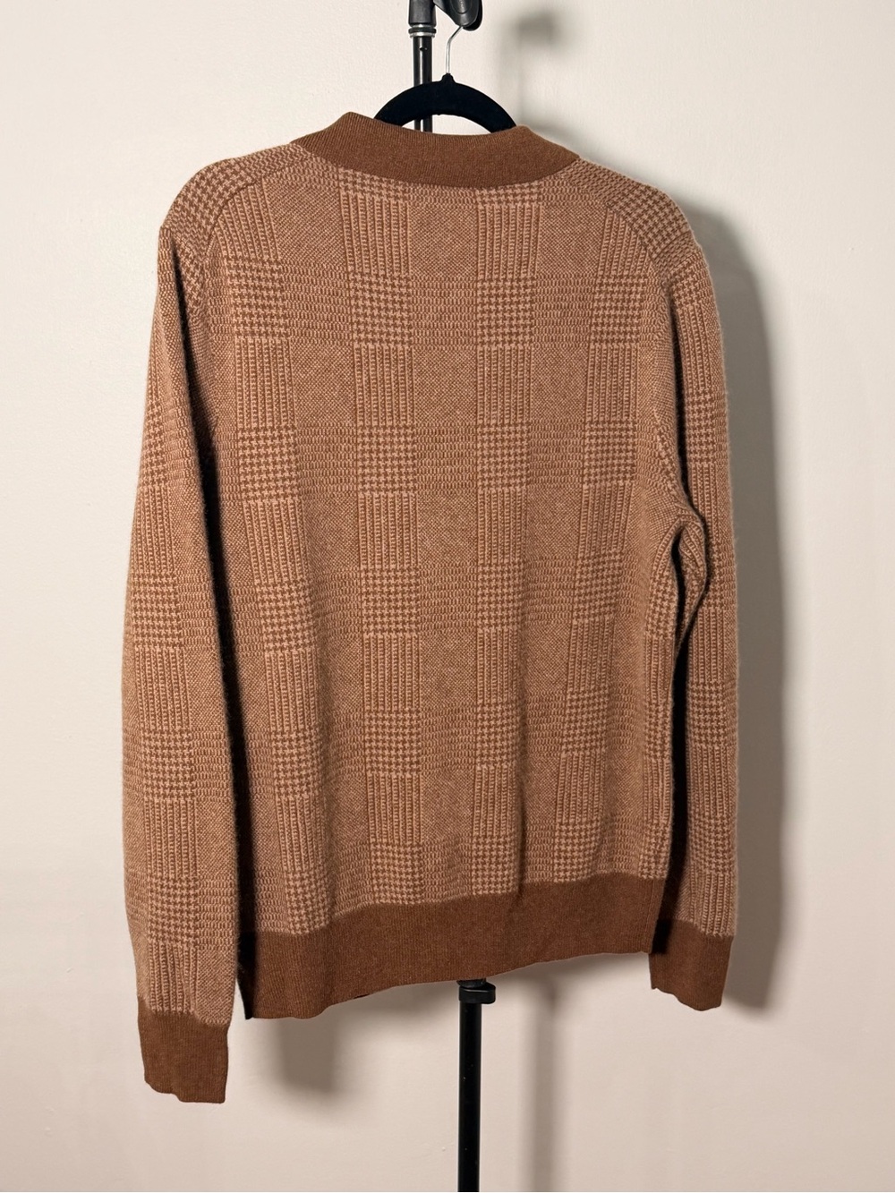 NWOT New Cashmere polo cardigan sweater in glen plaid - Picture 4 of 6